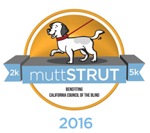 happy strutting dog on Mutt Strut platform Logo